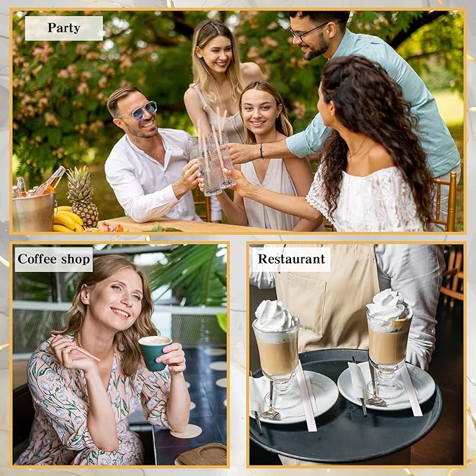 2000 Pcs Individually Wrapped Wooden Coffee Stirrers, Disposable Coffee Stir Sticks Round End Sticks Bulk Wood Stirrers for Cocktail Hot Drinks Restaurant Bar Home Office (7 Inch)