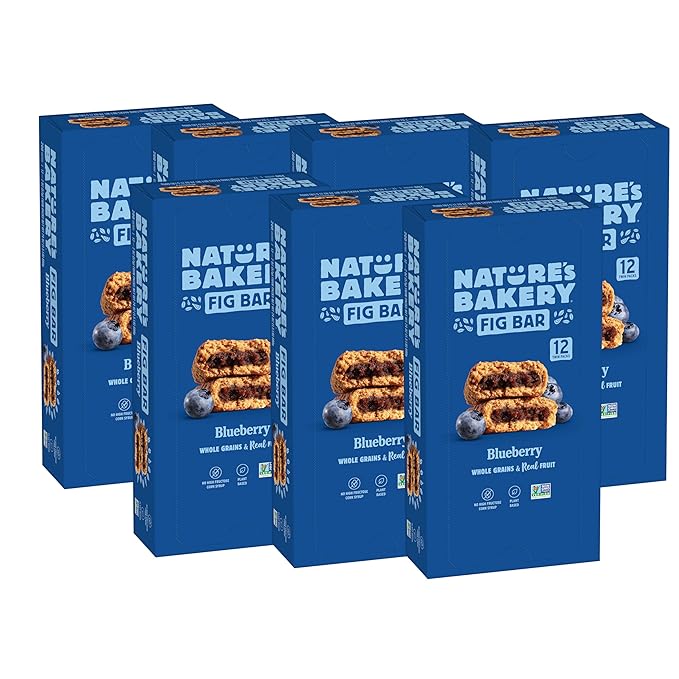 Nature’s Bakery Whole Wheat Fig Bars, Blueberry, Real Fruit, Vegan, Non-GMO, Snack bar, 7 boxes with 12 twin packs (84 twin packs)
