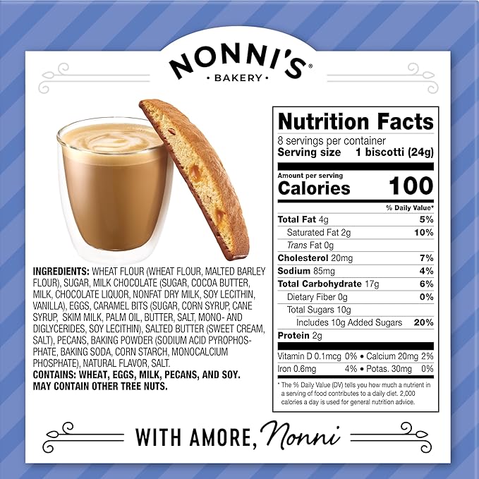 Nonni's Individually Wrapped Biscotti Italian Cookies in 4 Variety Packs - Originali, Limone, Turtle Pecan and Cinnamon Coffee Cake Made with Real Wholesome Ingredients