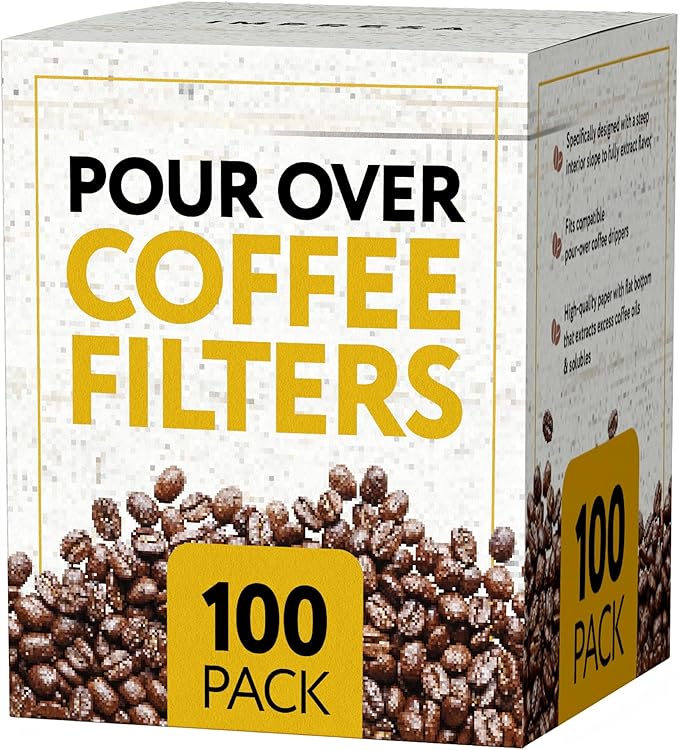 IMPRESA 100-Pack Pour-Over Coffee Filter Set for Fellow Stagg XF & White Tall Coffee Dripper – Flat Bottom Design
