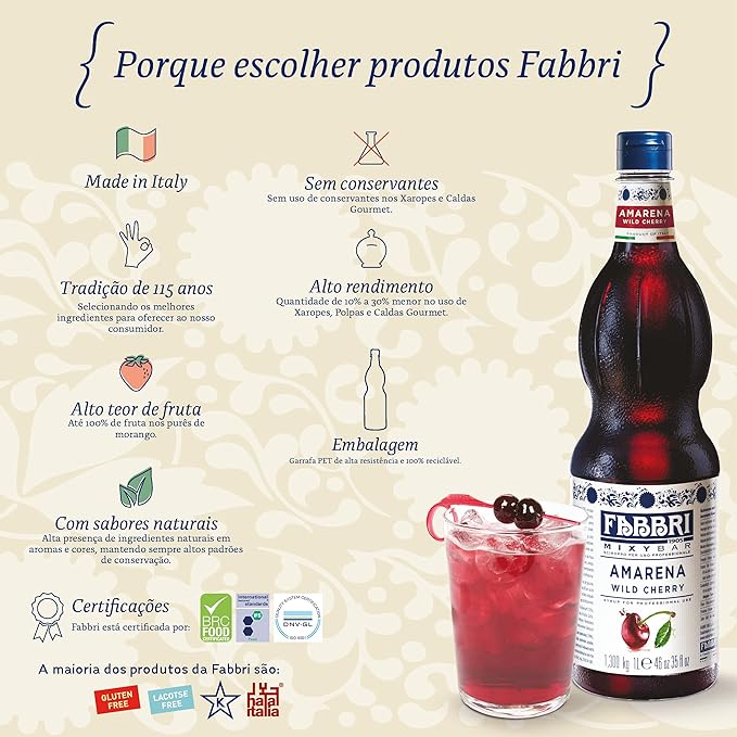 Fabbri Flavoring Syrup, Raspberry, Made in Italy, 33.8 Ounce (1 Liter)