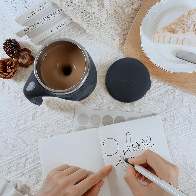 Automatic Magnetic Stirring Coffee Mug, Rotating Home Office Travel Mixing Cup，Funny Electric Stainless Steel Self Mixing Coffee Tumbler, Suitable for Coffee, Milk, Cocoa and Other Beverages……