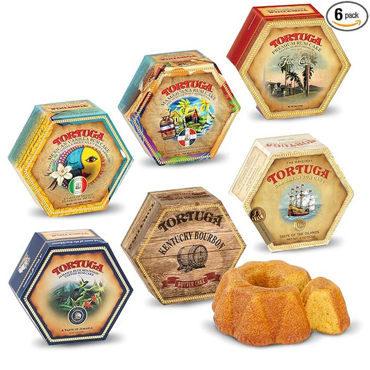 TORTUGA Provenance Rum Cake Variety Pack – 4 oz. - 6 Pack - The Perfect Premium Gourmet Gift for Stocking Stuffers, Gift Baskets, and Christmas Gifts - Great Mini Cakes for Delivery