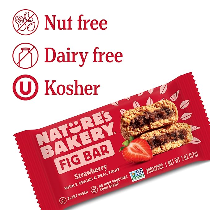 Nature's Bakery Whole Wheat Fig Bars, Real Fruit, Strawberry, 12 Twin packs
