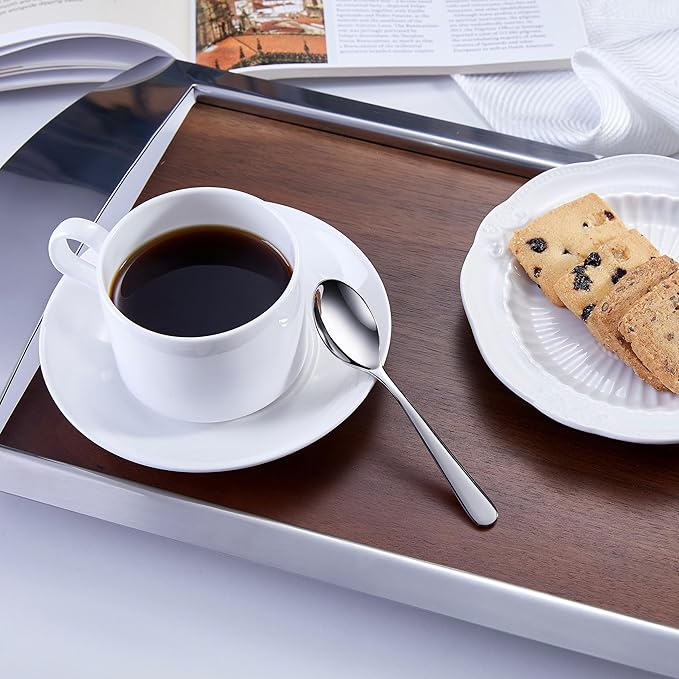 KEAWELL Premium Louise Demitasse Espresso Spoons, 18/10 Stainless Steel, 4.4-Inch Small Size, Dishwasher Safe (4.4 inches, 6)