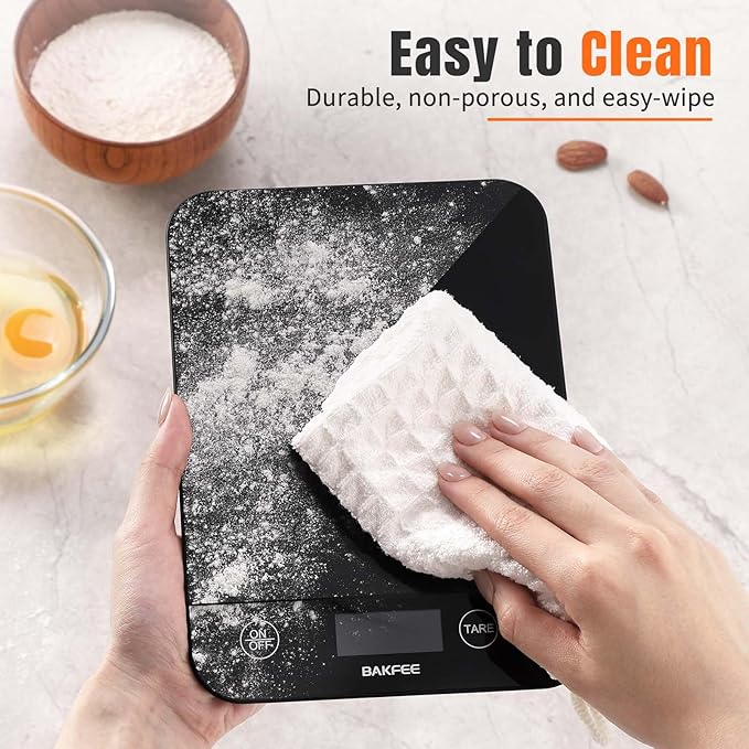 33lb Digital Kitchen Scale, Food Scale Rechargeable with Tempered Glass, Grams and Ounces, USB Charging, 1g High Accuracy for Baking, Cooking, Food BK807
