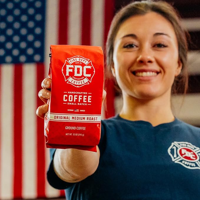 Fire Department Coffee - Gives Back to Firefighters - Balanced & Smooth Original Medium Roast Coffee Beans - Roasted in the USA - Veteran Owned -12 oz