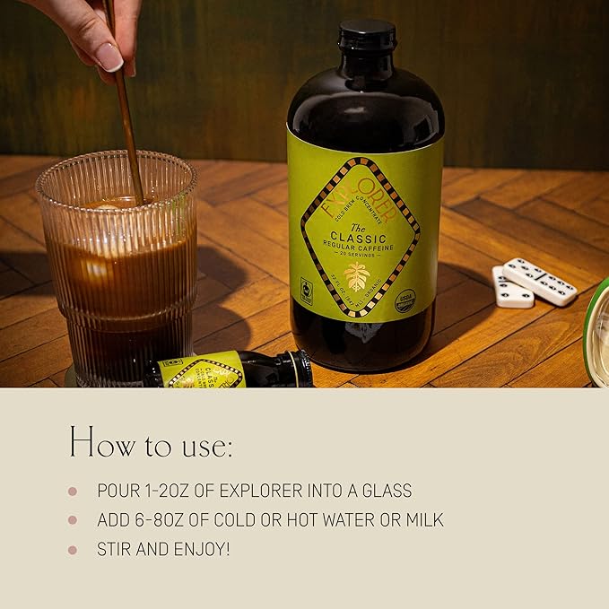 Explorer Cold Brew Coffee Concentrate & Syrup Bundle | Organic Regular Caffeine & Vanilla Coffee Syrup | Gluten Free Instant Liquid Mix | Iced or Hot