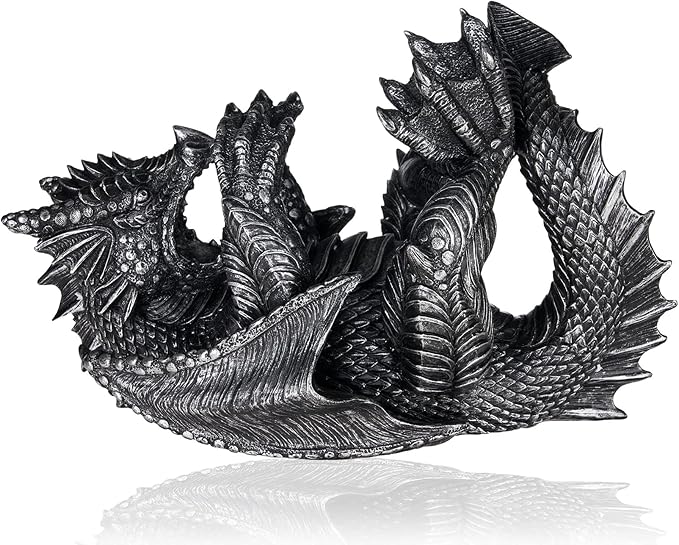 True 10143 Polyresin Dragon Wine Bottle Holder Decorative, Single Wine Bottle Holder, Wine Holder Stand, Wine Bar, Wine Decor, Set of 1, Black