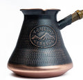 Handmade Armenian Coffee Pot 21 Fl Oz - Copper Jazva Ararat - Turkish Arabic Greek Cezve Jezve Ibrik Turka Jazve Maker - wooden handle - (7 cup (21 US fl.oz))