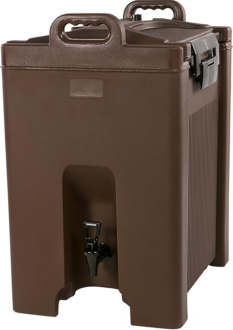 Carlisle FoodService Products Cateraide Insulated Beverage Dispenser with Handles for Catering, Kitchen, and Restaurants, Plastic, 10 Gallons, Brown