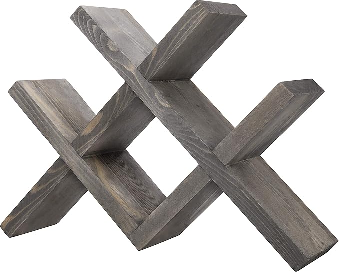 MyGift 4-Bottle Countertop Rustic Brown Wood Wine Rack (Vintage Gray)