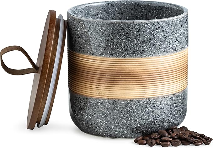 Spice Jars with Airtight Lid, Coffee Container Canister Kitchen Food Storage Jars for Spice Sugar Tea Bag, Stackable Decorative Jars for Countertop, Grey & 37 fl.oz