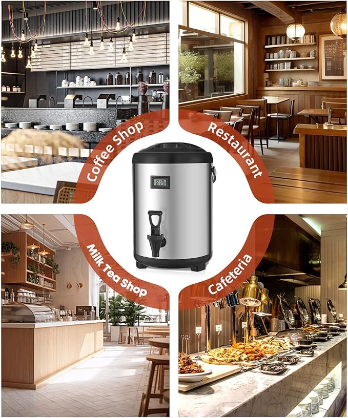 Insulated Beverage Dispenser with Spigot,2.2 Gallon/8L Coffee and Drink Server,Non-electric Thermal Hot and Cold Beverage Dispenser for Juice Chocolate Tea Milk