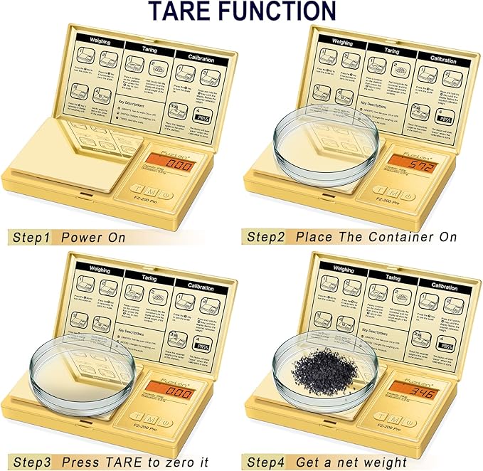 Fuzion Digital Pocket Gram Scale .01 Gram Accuracy, Gold Titanium Plating, 200g Small Digital Scale, Mini Jewelry Scale for Food, Herb, Spice, Coin - Weight Gram and Oz - 100g Calibration Weight