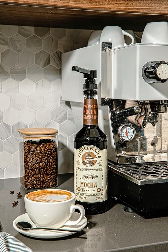 Tippleman's Mocha Coffee Syrup - Rich Flavor for Hot or Iced Drinks, Latte, Tea, Espresso, Cappuccino, Cocktails, & Baking - 25.4 Fl Oz