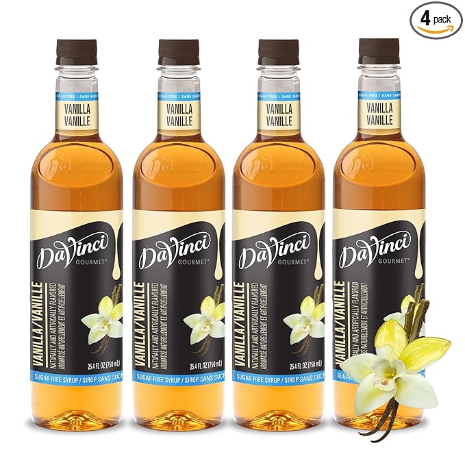 DaVinci Gourmet Sugar-Free Vanilla Syrup, 25.4 Fluid Ounces (Pack of 4)