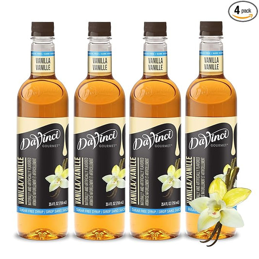 DaVinci Gourmet Sugar-Free Vanilla Syrup, 25.4 Fluid Ounces (Pack of 4)