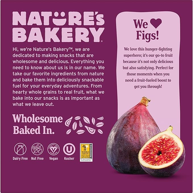 Nature’s Bakery Whole Wheat Fig Bars, Original Fig, Real Fruit, Vegan, Non-GMO, Snack bar, 6 boxes with 6 twin packs (36 twin packs)