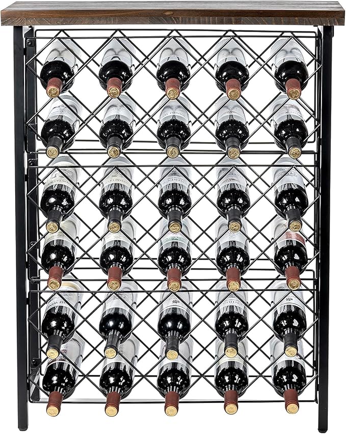 MyGift Wine Rack Freestanding Floor Stand, 9 Tier Wine Bottle Shelf - Holds up to 54 Bottles (with Wood)