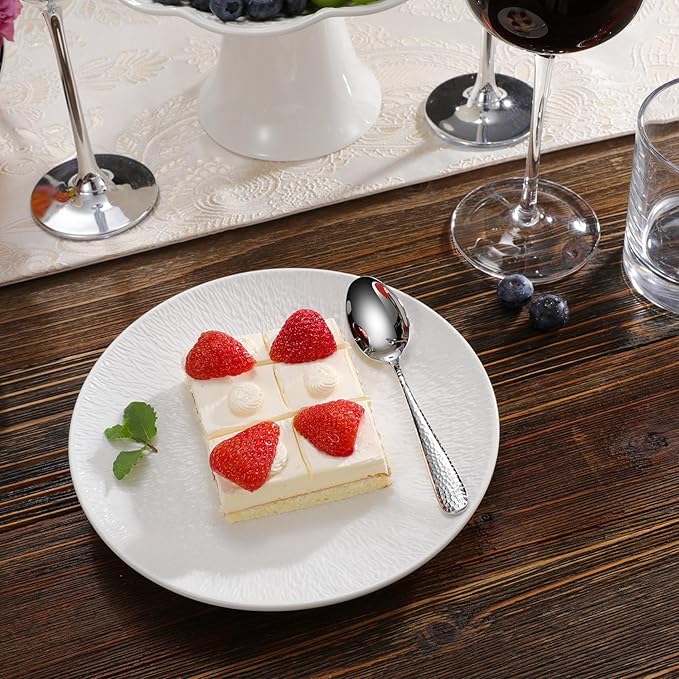 KEAWELL Premium Louise Hammered Demitasse Espresso Spoons: 6-Piece/12-Piece Set, 18/10 Stainless Steel, Mini Coffee Spoons, Small Spoon Set, Brightly-Mirror polished, Dishwasher Safe (12, 5.6 inches)