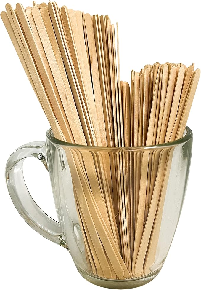 1000 Count | KingSeal Natural Birch Wood Coffee Beverage Stirrers, Stir Sticks, Waxing Sticks, 7.5 Inches, Round End, Eco-Friendly - 2 Packs x 500 Stirrers