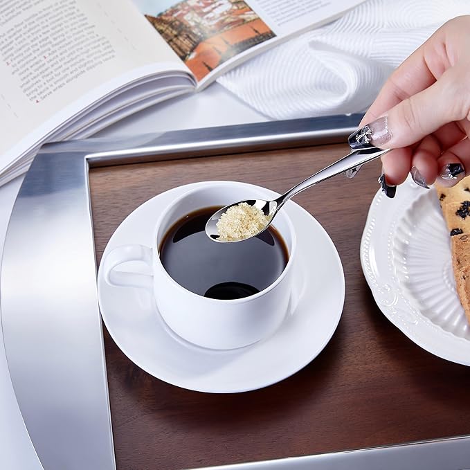 KEAWELL Premium Louise Demitasse Espresso Spoons, 18/10 Stainless Steel, 4.4-Inch Small Size, Dishwasher Safe (4.4 inches, 6)