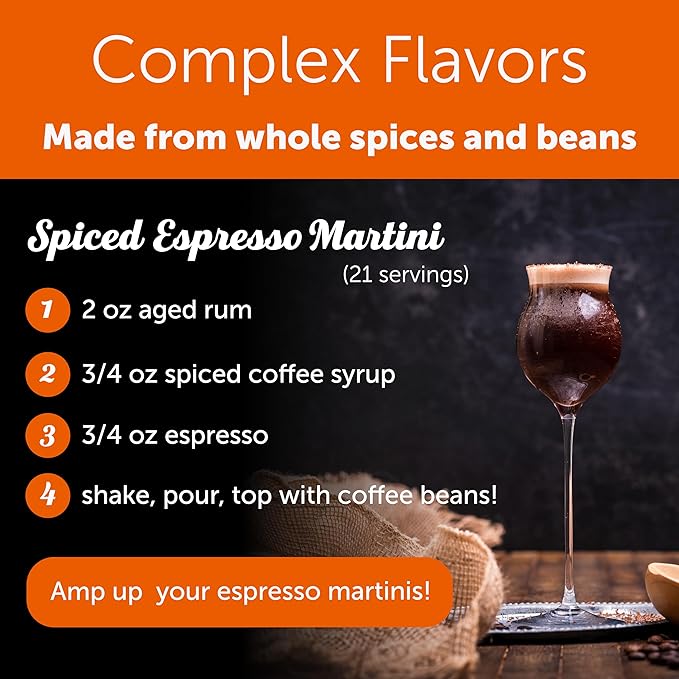 Shaker & Spoon Spiced Coffee Syrup, 16oz Syrup for Drinks, Coffee Syrups, Cocktail Mixers, Mocktails, Non Alcoholic Drinks