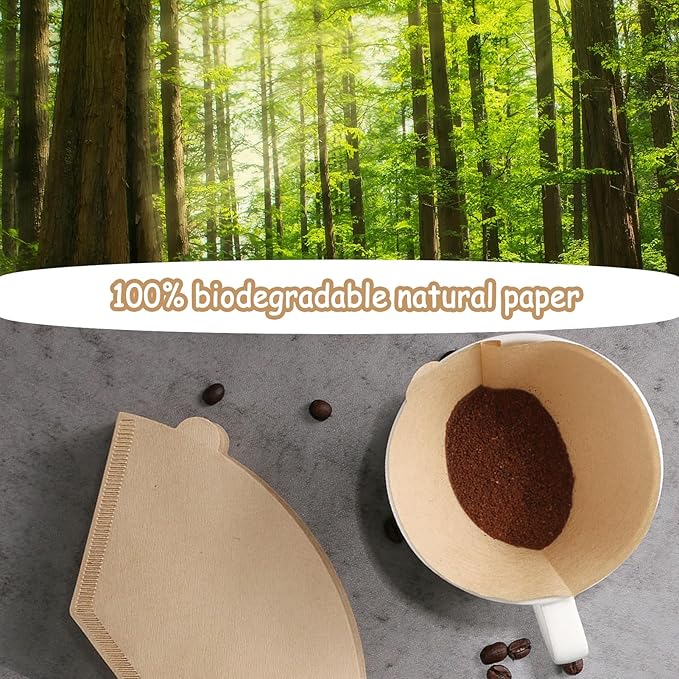 100 Count Coffee Filter #2, Coffee Filters 2-6 Cups Cone Unbleached Disposable Coffee Filters 02 Cone Paper Fits for Ninja, Drip and Pour Over Coffee Maker