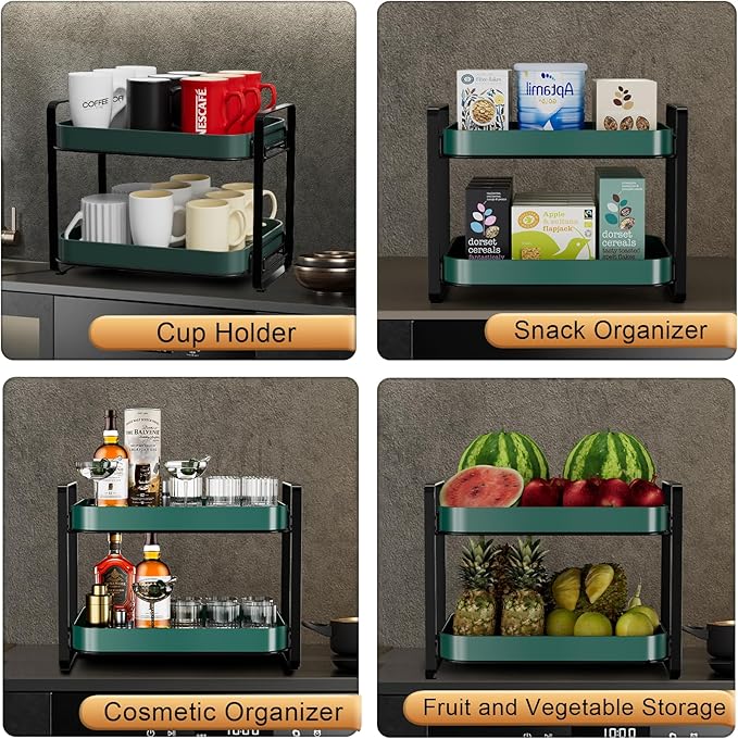 2-Tier Cup Drying Rack & Coffee Bar Accessories With Tray - Mug Holder for Countertop, Baby Bottle Organizer, Sippy Cup Storage, Tea & Glass Organizer