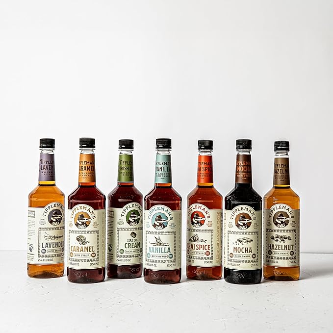 Tippleman's Vanilla Coffee Syrup - Rich Flavor for Hot or Iced Drinks, Latte, Tea, Espresso, Cappuccino, Cocktails, & Baking - 25.4 Fl Oz
