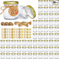 Mini Honey jars 1.5oz, 60 pcs Honey Jars with 60 Bee Stickers,Tags,Jutes Rope,Mini Honey Jars with Lids, Perfect for Candle Jar,Spices,Jams,Baby Shower, Wedding Favors, Party Favors