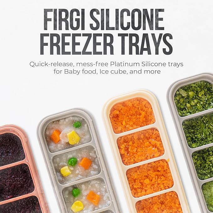 Silicone Ice Cube Freezer Tray with Lid, 100% Food-Grade Platinum Silicone,Leak Resistance & Dishwasher Safe for Baby Food Prep,Breast Milk,Purees - Korean Made (Brown 1.7 oz/4 Sections)