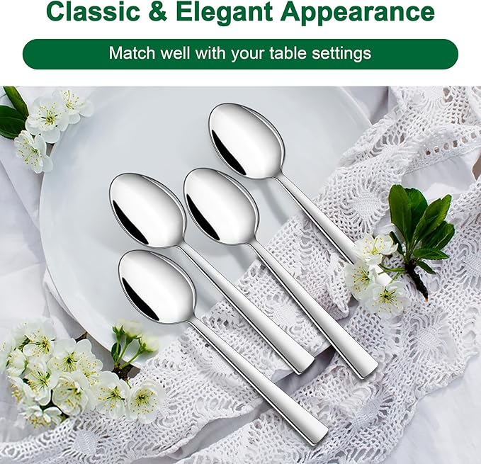 TeamFar Teaspoon Set of 6, 6.7 Inch Stainless Steel Mini Tea Spoons, Small Spoon Silverware for Coffee Tea Soup Dessert, Non-Toxic & Heavy Duty, Mirror Polished & Dishwasher Safe