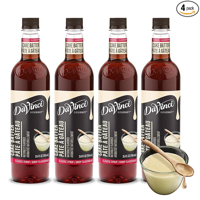 DaVinci Gourmet Classic Cake Batter Syrup, 25.4 Fluid Ounces (Pack of 4)