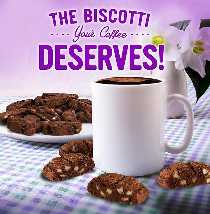 Cooper Street Twice Baked Brownie Chocolate Biscotti Cookies - Light and Crispy Coffee Cookie Bites - Traditional Low Calorie Italian Snacks for Adults & Kids - Kosher, Dairy, Peanut & Soy Free - 5oz