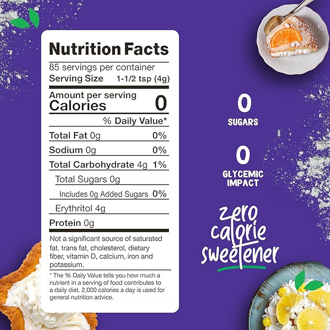 Pyure Organic Powdered Sweetener | Sugar-Free Confectioners Sugar Substitute for Baking | Keto, Gluten-Free, Zero Calorie, Zero Carb, Plant-Based Stevia Blend | 12 oz