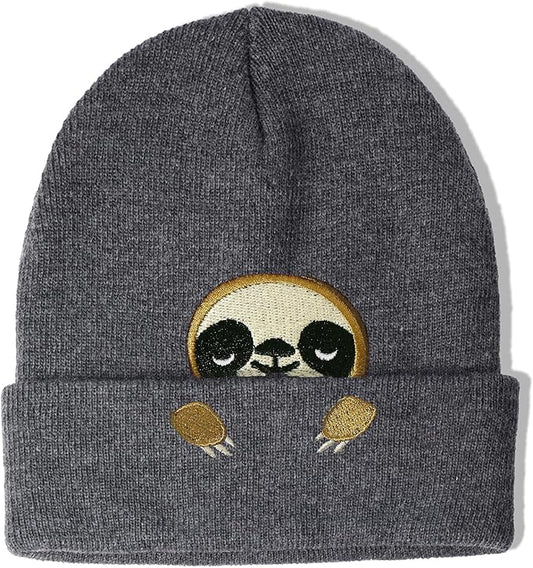 Sloth Gifts Hat Beanie for Women Men Coffee Lover Animal Funny Sloth Themed Accessories Related Decor Stuff