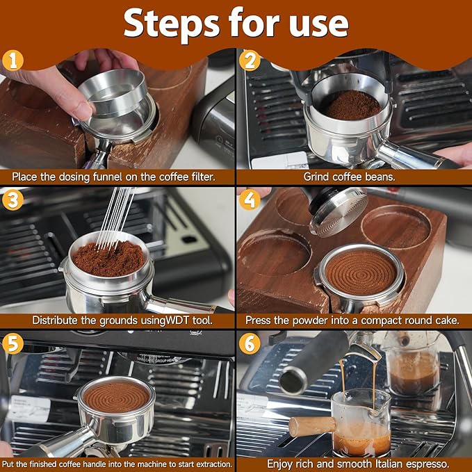 51mm Espresso Accessories Kit, Spring Loaded Calibrated Tamper, WDT Tool, Dosing Funnel, Fits Espresso Coffee Machines and 51 mm Portafilters, Barista Tools