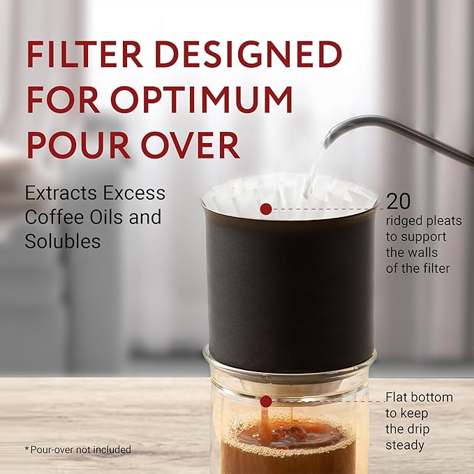 IMPRESA 100-Pack Pour-Over Coffee Filter Set for Fellow Stagg XF & White Tall Coffee Dripper – Flat Bottom Design