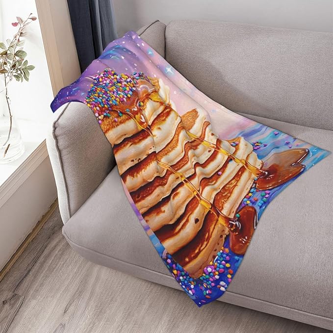 Honey Drizzle Dessert Fleece Blanket, Ultra-Soft Micro Fleece with Golden Syrup Flowing On Sweets, Lightweight & Cozy, Perfect for Foodie Decor,Sofa, Bed Or Gift, Machine-Washable 40x50 Inch
