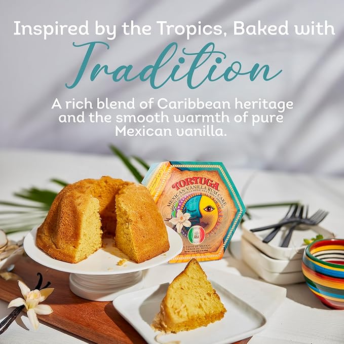 TORTUGA Caribbean Mexican Vanilla Rum Cake - 4 oz Caribbean Rum Cake - 4 Pack - The Perfect Premium Gourmet Gift for Stocking Stuffers, Gift Baskets, and Christmas Gifts - Great Snack Cakes for Delivery