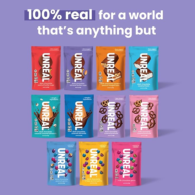 UNREAL Cups Variety Pack | Value Size Bags | Less Sugar, Fair Trade, Non-GMO | No Corn Syrup, Sugar Alcohols, Soy