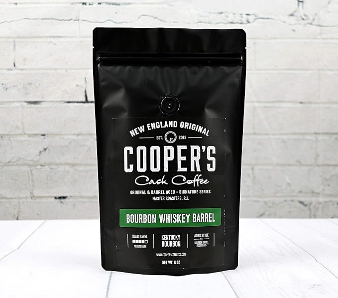 Bourbon Whiskey Barrel Aged Coffee - Ground, Single Origin Grade 1 Colombian Coffee Beans Aged in Kentucky Bourbon Whiskey Barrels - 12 oz Bags