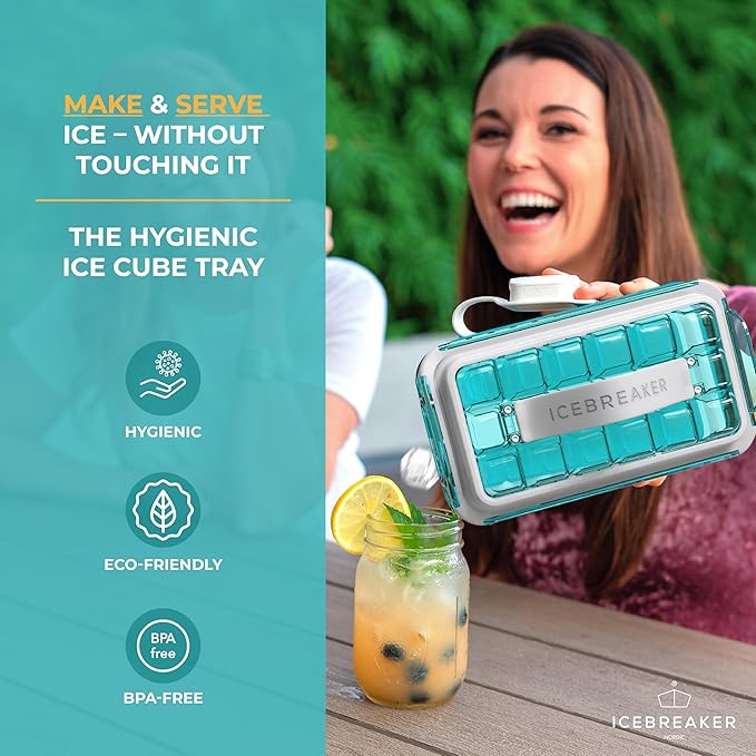 ICEBREAKER POP 2.0 2024: Make And Serve Ice Without Ever Touching The Ice | The Sanitary Silicone Ice Cube Tray for Freezer | Patented Ice Trays for Freezer | This Ice Cube Maker Makes 18 Cubes