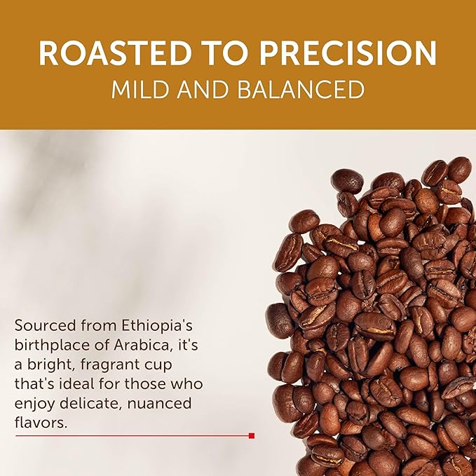 illy Arabica Selections, Ethiopia Whole Bean Coffee, 100% Arabica, Single Origin, Light Roast with Notes of Jasmine, All-Natural, No Preservatives, 8.8 Ounce Can (Pack of 6)