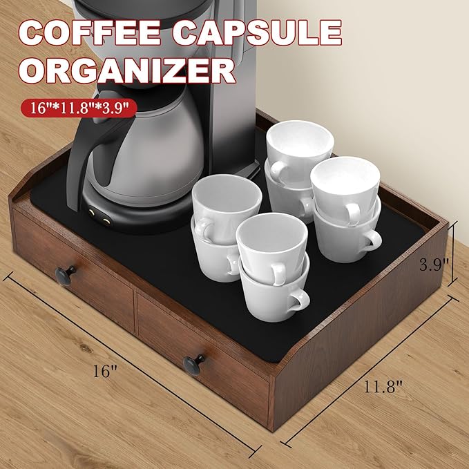Wooden Coffee Pod Holder & Organizer - Coffee Station Organizer for Counter, Coffee Pods and Tea Organizer Holder Compatible with Keurig Pod & K-Cup | 30 Pod Capacity