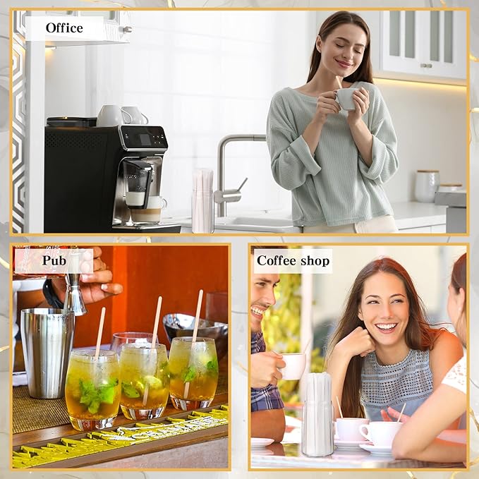 2000 Pcs Individually Wrapped Wooden Coffee Stirrers, Disposable Coffee Stir Sticks Round End Sticks Bulk Wood Stirrers for Cocktail Hot Drinks Restaurant Bar Home Office (5.5 Inch)