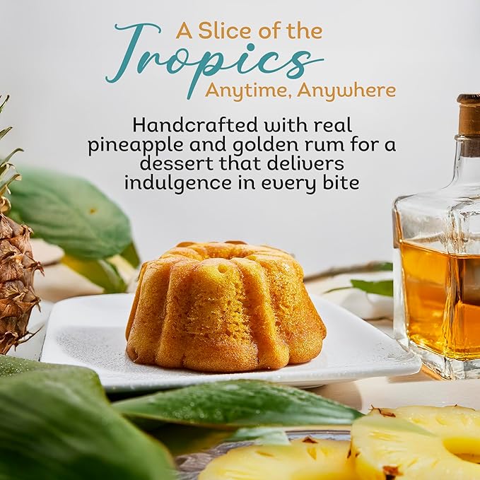 TORTUGA Caribbean Pineapple Rum Cake - 16 oz Caribbean Pineapple Rum Cakes - The Perfect Premium Gourmet Gift for Stocking Stuffers, Gift Baskets, and Christmas Gifts - Great Snack Cakes for Delivery