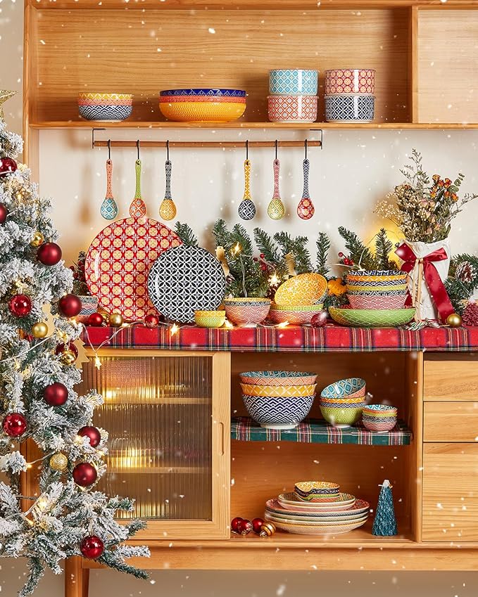 Ceramic Small Serving Spoons, Colorful Soup Spoon Set for Cereal, Yogurt, Dips, Ice Cream, Ramen, Dishwasher & Microwave Safe, Cute Decorative Spoon Set of 6